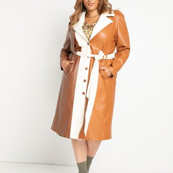 ELOQUII Faux Leather Trench